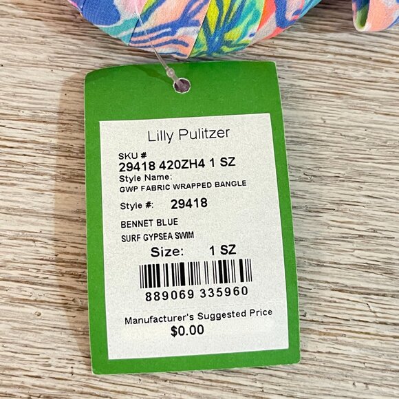 New Lilly Pulitzer Bangle Bracelet Fabric Wrapped Bennet Blue Surf Gypsea Swim - Picture 4 of 4